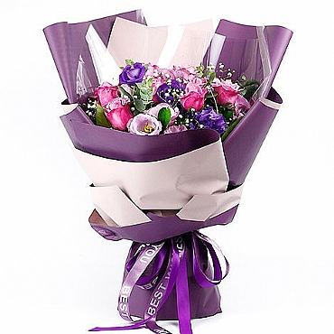情人節該送什麼 只愛你紫玫瑰花束 花店送花